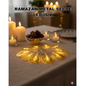 Secde Eden Adam Figürlü Ay Tasarımlı Ramazan LED Işık