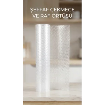 Şeffaf Kaydırmaz Dolap İçi Pvc Çekmece Örtüsü 45x300 Cm Koruyucu Kaplama