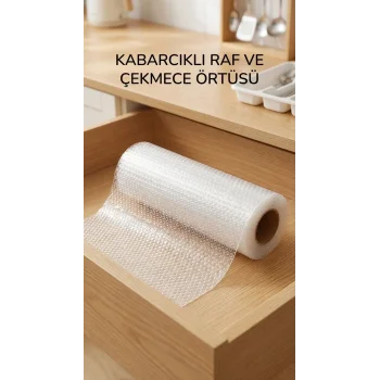 Şeffaf Kaydırmaz Dolap İçi Raflık Örtüsü 45x300 Cm Koruyucu Pvc Malzeme