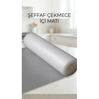 Şeffaf Kaydırmaz Raflık Koruyucu Pvc Dolap İçi Çekmece Örtüsü 45x300cm