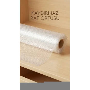 Şeffaf Pvc Kaydırmaz Raflık Dolap İçi Çekmece Örtüsü 45x300 Cm Koruyucu