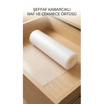Şeffaf Pvc Raf Ve Dolap İçi Kaydırmaz Koruyucu Örtü 45x300 Cm