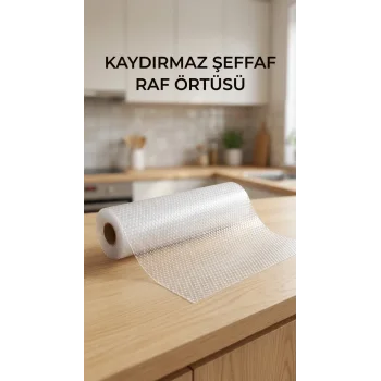 Şeffaf Pvc Raflık Kaymaz Çekmece Örtüsü 45x300 Cm Mutfak Dolap İçi Koruyucu