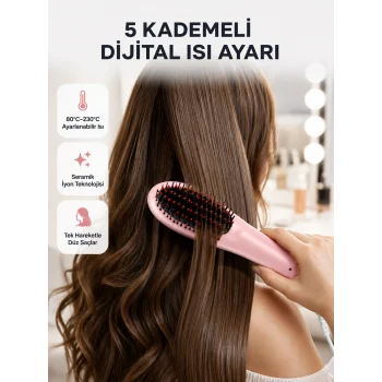 Seramik Plakalı Elektrikli Saç Düzleştirici – Hızlı Isınma, Uzun Kablo, 25W–39W Güç