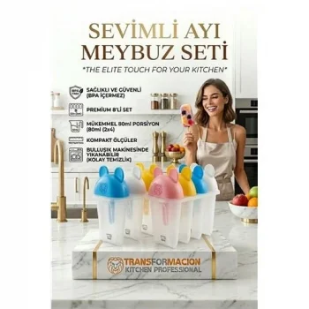 Sevimli Ayıcık Figürlü 8li Dondurma Meybuz Kalıbı Seti - Sağlıklı Ev Yapımı Lezzetler 723093