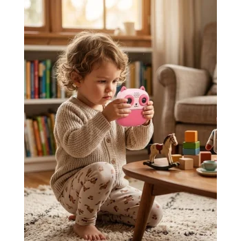 Sevimli Tasarımlı Baskılı Çocuk Kamerası 6 Renk Kalem 5 Kağıt Rulosu Hediyeli Eğlenceli Set