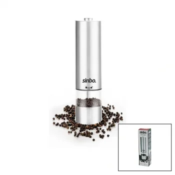 SHB-7502 PİLLİ  OTOMATİK TUZ - KARABİBER ÖĞÜTÜCÜ IŞIKLI  ÇELİK GÖVDE  AKRİLİK HAZNE (5047)