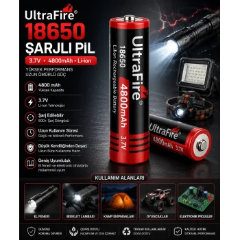 shopwave 18650 4800 mah 3.7V Li-ion Şarj Edilebilir Pil
