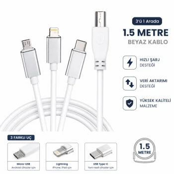 shopwave 3ü 1 Arada Tasarım: Type-C, USB-A ve Micro USB