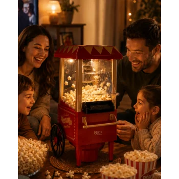 Sıcak Hava Popcorn Makinesi Yağsız Mısır Patlatıcı Nostaljik Tasarım