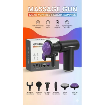 Sıcak Ve Soğuk Terapili Masaj Tabancası - Şarjlı Isıtmalı Masaj Cihazı - Sporcu Masaj Aleti