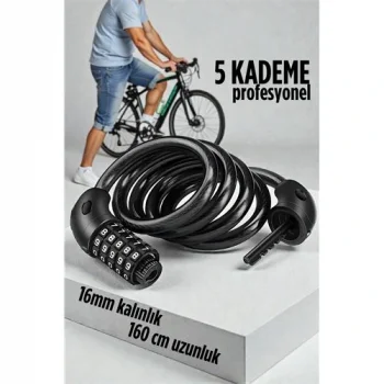 Şifreli Bisiklet Kilidi 16 mm Kalınlık 160 cm Scooter Motosiklet Kilidi - Çelik Kablo