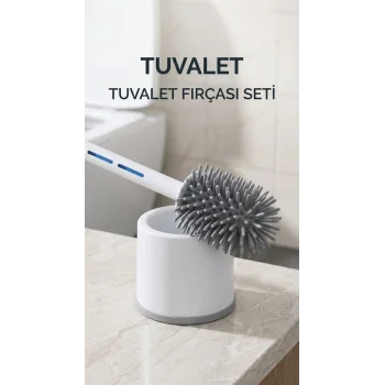 Silikon Deterjan Hazneli Esnek Tuvalet Fırçası Banyo Temizlik Ürünü