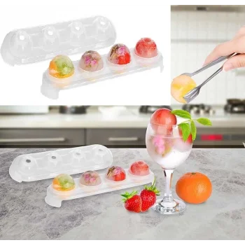 Silikon Tabanlı 4 Bölmeli Şeffaf Buz Kalıbı Yuvarlak Buzluk