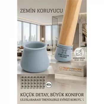Silikonlu Sandalye Ayak Koruyucu – Sessiz Ve Çiziksiz Kullanım, 40’lı Set Gri 723002
