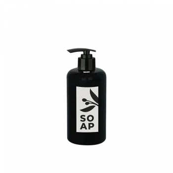Sıvı Sabunluk Yuvarlak Plastik Pompalı 500 ML - Siyah