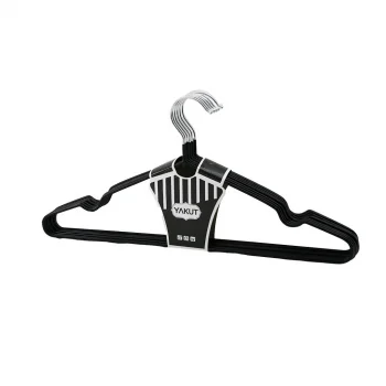 SİYAH 10PCS SİLİKON KAPLAMALI METAL ELBİSE ASKISI (5047)