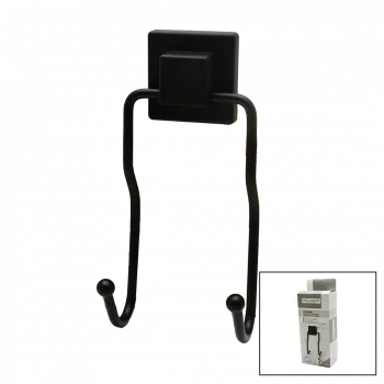 SİYAH - 2Lİ METAL SARKIK ASKI KARE GÜÇLÜ YAPIŞKANLI 8X9X19CM (5047)