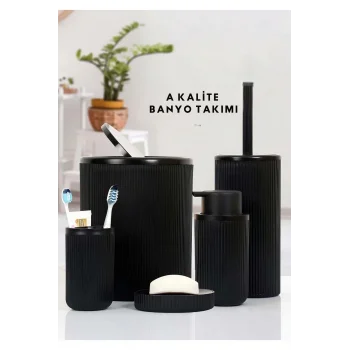 Siyah 5li Banyo Takımı Banyo Dekorasyonu Için Beşli Set Banyo Aksesuar Ve Düzenleyicileri