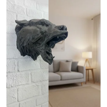 Siyah Ayı Figürü Duvar Dekoru Asılabilir Hediyelik Heykel 25x19 cm (Kopya)