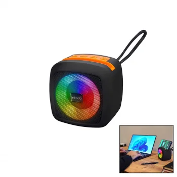 SİYAH KABLOSUZ HOPARLÖR - SPEAKER TAŞINABİLİR IŞIKLI USB ŞARJLI BT - TF CARD 10 MT MENZİL 1200mAH PİL - 5W (5047)