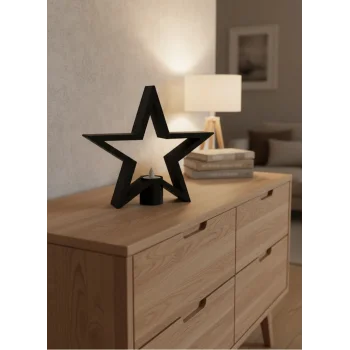 Siyah Yıldız Şeklinde Mumluk Loş Işık Dekor Aksesuarı
