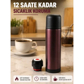 Sızdırmaz Kapaklı Vakumlu Termos Uzun Süre Sıcak Soğuk Tutan Termos