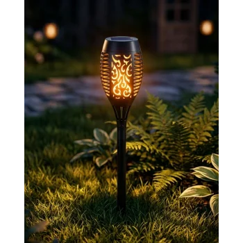 Solar Alev Efektli Bahçe Lambası Otomatik Işık Sensörlü Suya Dayanıklı Dekoratif Aydınlatma