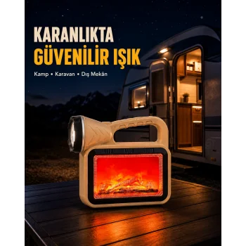 Solar Alev Işığı COB Teknolojili Taşınabilir El Feneri ve Kamp Lambası
