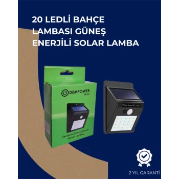Solar Enerjili 20 LED Duvar Lambası | Hareket Sensörlü, Su Geçirmez, Kablo Gerektirmez
