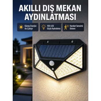 Solar Güçlü 100 LED Bahçe Lambası – Enerji Tasarruflu, Suya Dayanıklı ve Geniş Açılı Işık