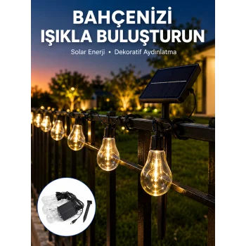 Solar LED Ampul Işık Dış Mekan Bahçe Pergola Balkon Dekoratif Aydınlatma