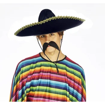 Sombrero Meksika Şapkası Mariachi Altın Şeritli Yetişkin Boy