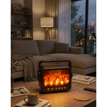 Şömine Efektli Bluetooth Hoparlör FM Radyo USB TF Kart Destekli Kablosuz Müzik Çalar