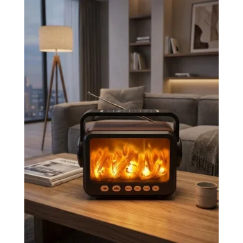 Şömine Efektli Bluetooth Hoparlör FM Radyo USB TF Kart Müzik Çalar