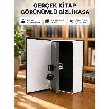 Sözlük Görünümlü Gizli Kitap Kasa – Anahtarlı Metal İç Kasa, Kompakt Boyut, Şık ve Güvenli Tasarım