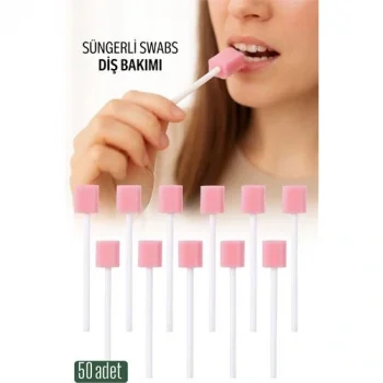 Süngerli Swab - Ağız ve Diş Bakım Çubuğu - 50 Adet