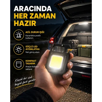 Süper Parlak 800 Lümen LED Fener – USB Şarjlı, 3 Işık Modlu, Mini Taşınabilir ve Anahtarlık Tipi Yeni Nesil