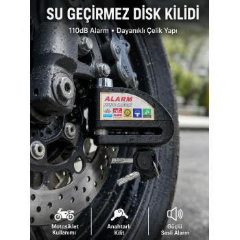 Suya Dayanıklı 110dB Alarmlı Çelik Disk Kilidi Yeni Nesil