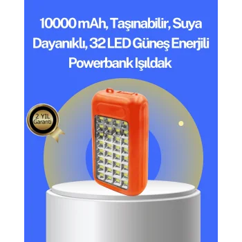 Suya Dayanıklı Güneş Paneli Destekli Powerbank ve Işıldak