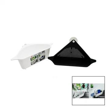 SÜZGEÇLİ LAVABO DÜZENLEYİCİ PLASTİK KÖŞE RAFI VANTUZLU (5047)