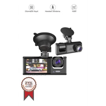 Ta-01 Siyah 1080p Araç İçi 3 Kameralı Lcd Ekranlı Gece Görüşlü , G-sensör , Geri Görüş Kamera