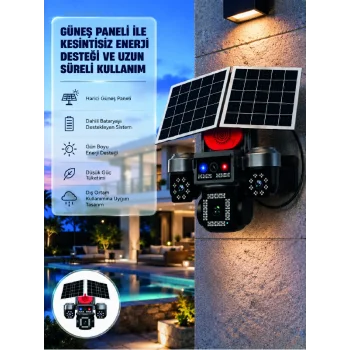 Takip Özellikli 4 Kameralı Güneş Panelli Güvenlik Kamera Sistemi