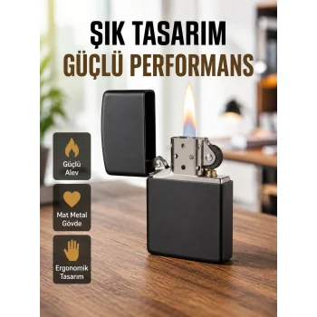 Tasarım Metal Çakmak Minimal Mat Yüzeyli ve Şık Görünümlü