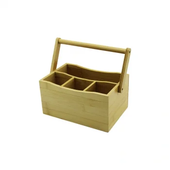 TAŞIMA KULPLU - 3+1 BÖLMELİ   TEZGAH ÜSTÜ  BAMBU - AHŞAP KAŞIKLIK (5047)