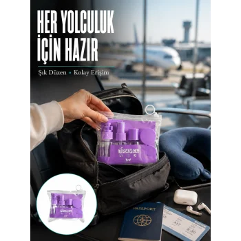 Taşınabilir 5’li Seyahat Banyo Seti Şampuanlık Sprey Krem Kutusu Yeni Nesil