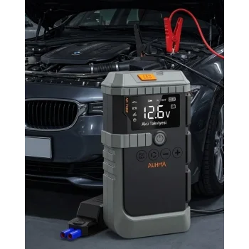 Taşınabilir Araç Çalıştırma Jump Starter Hava Pompası Dijital Basınç Göstergeli Güç Bankası