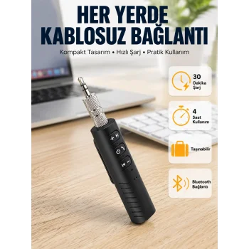 Taşınabilir Bluetooth 4.1 Ses Adaptörü – 10 Metre Çekim Mesafesi