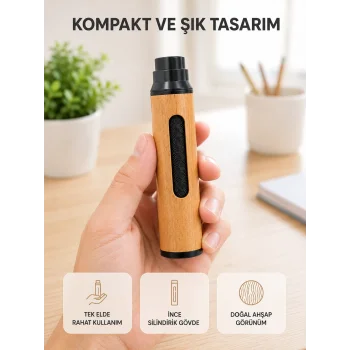 Taşınabilir Dumansız Mini Küllük Ahşap Görünümlü 3 Farklı Uçlu Kompakt Tasarım