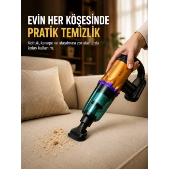 Taşınabilir Kablosuz El Süpürgesi Araç ve Ev Temizliğine Uygun